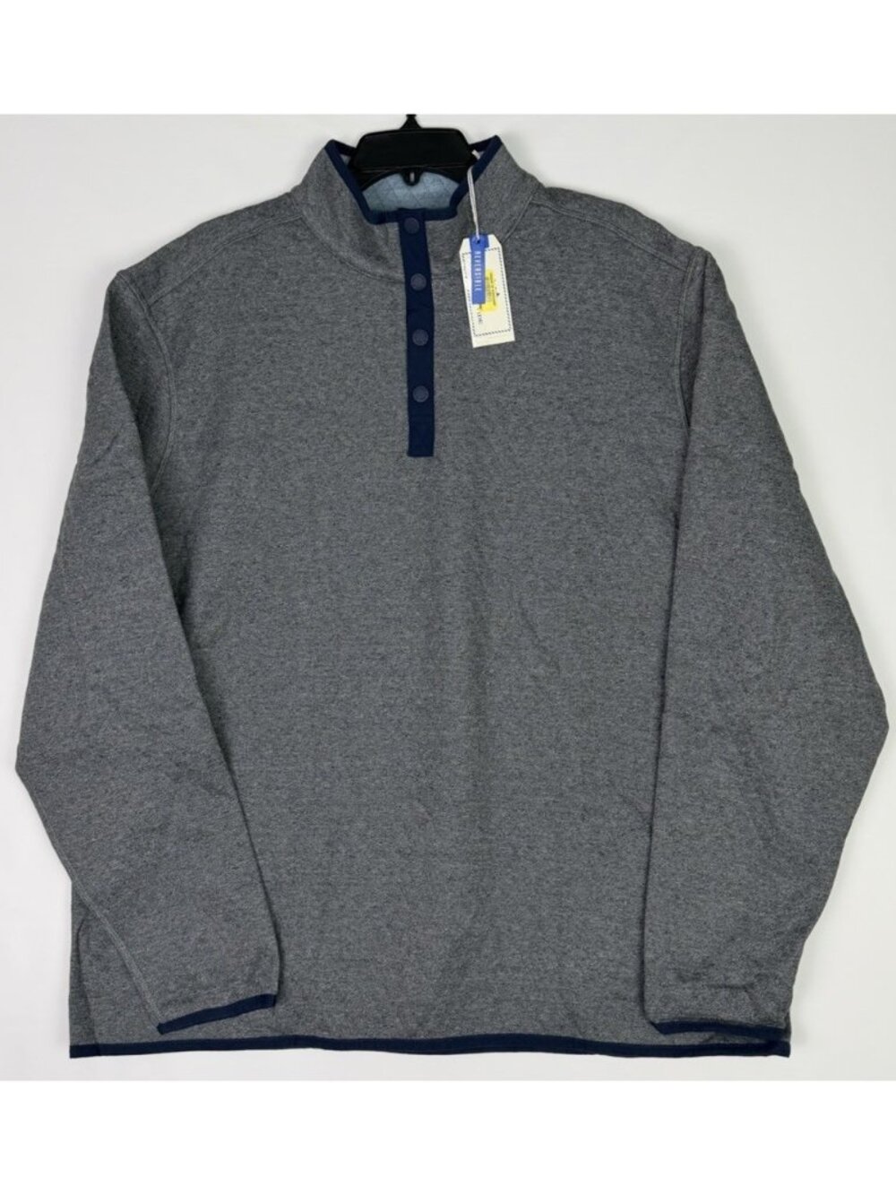 Southern Tide Mens XXL Reversible Tiller Heather QZip Pullover Snap Gray NWT